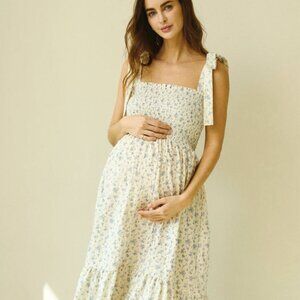 NWT MOMOKA DRESS - Blue Rose Linen - Nothing Fits But